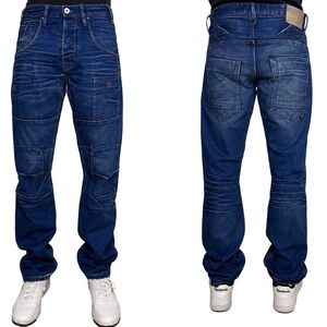 Jack & Jones Euro y2k Anti Fit Blue Denim Jeans Multi Pocket 34x32